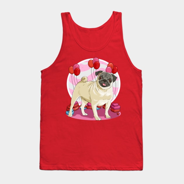 Pug Valentines Day Heart Dogs Puppy Love Tank Top by Noseking